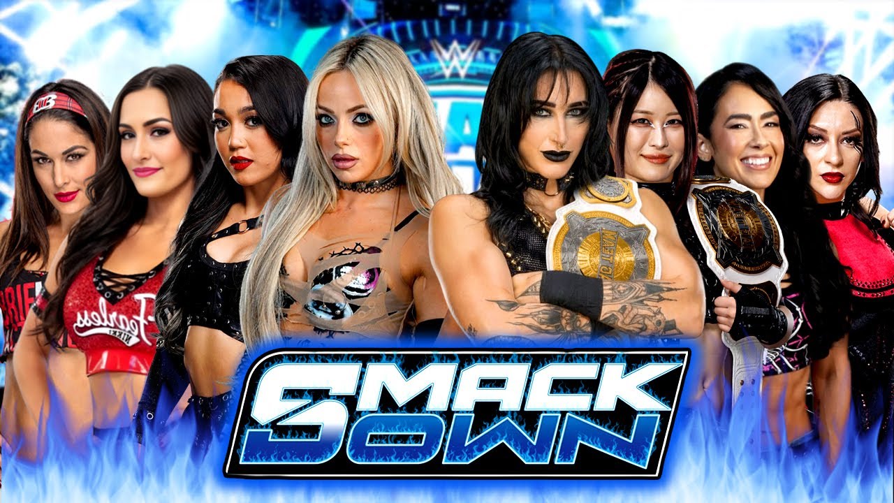 Liv Morgan Roxanne & The Bella Twins vs Rhea Ripley Iyo Sky AJ Lee & Vaquer WWE SmackDown 07/Feb/26