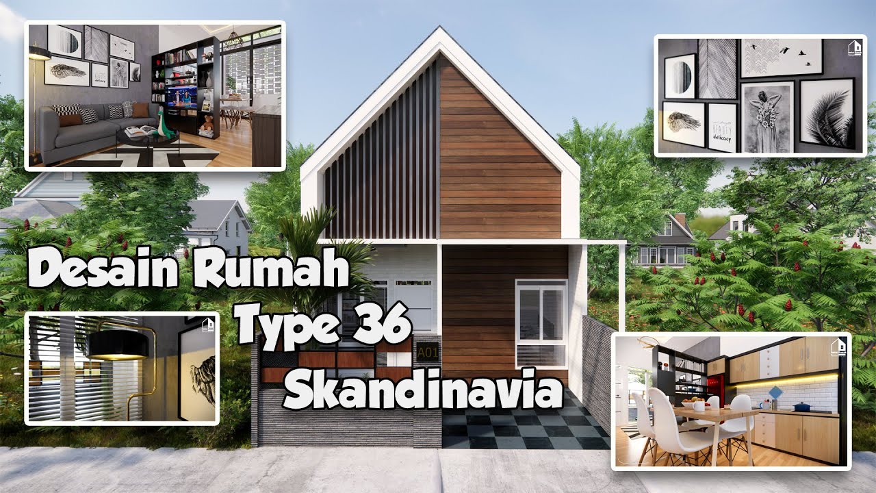 Desain Rumah Type 36 6x7.5 meter Dengan Konsep Skandinavia Dan Taman Dalam