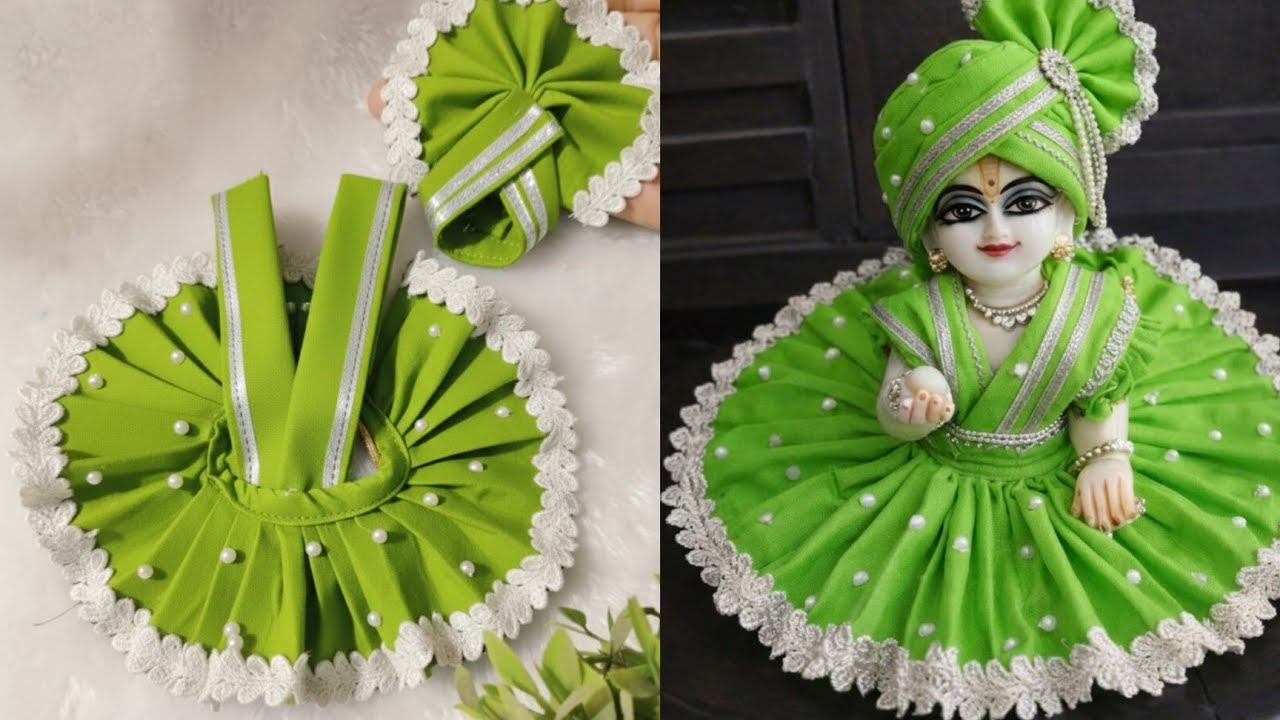 एक सीधी पट्टी से बनाए 2 नं लड्डू गोपाल सुन्दर सी ड्रेस।Elegant Laddu gopal Summer dress ।।