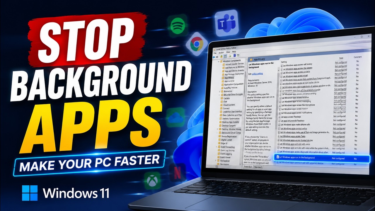 HOW TO DISABLE BACKGROUND APPS TO SPEED UP PC IN WINDOWS 11