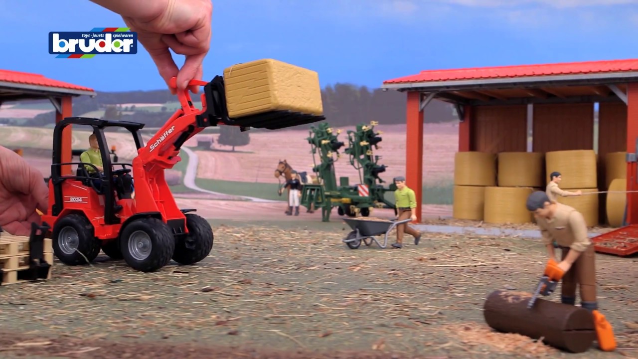 Bruder Toys Schaeffer Compact Loader 2034 w/ Figure & Accessories #02191