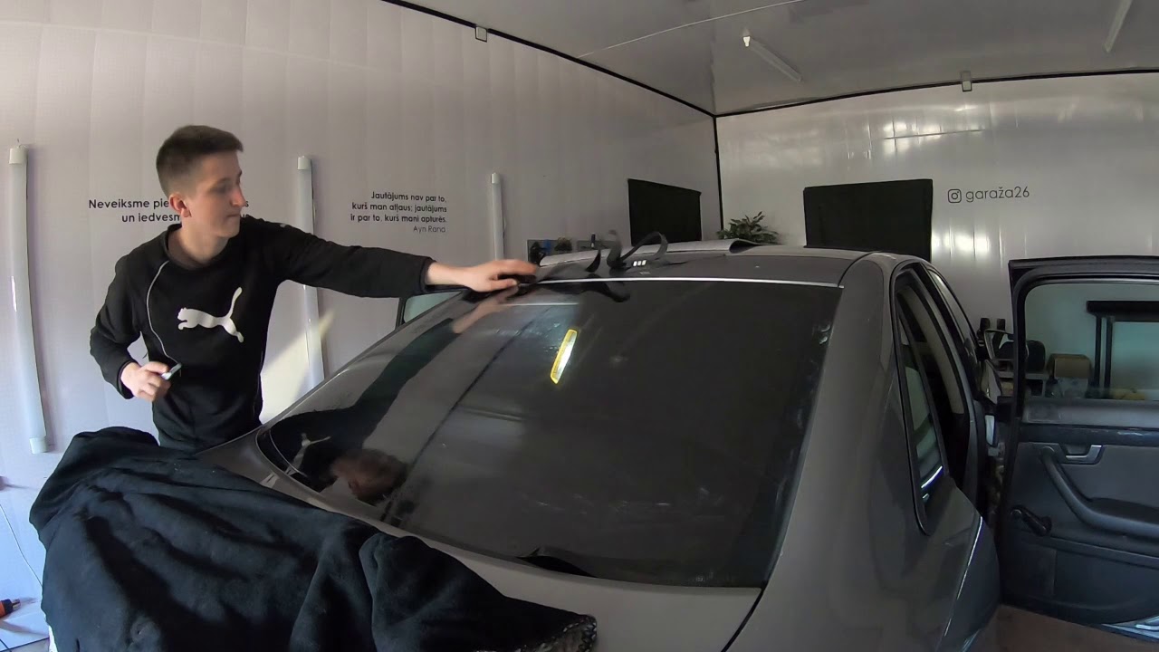 Метод трубочки. Тонировка Audi A4 B6 Седан своими руками. Тонирование и занос заднего стекла.