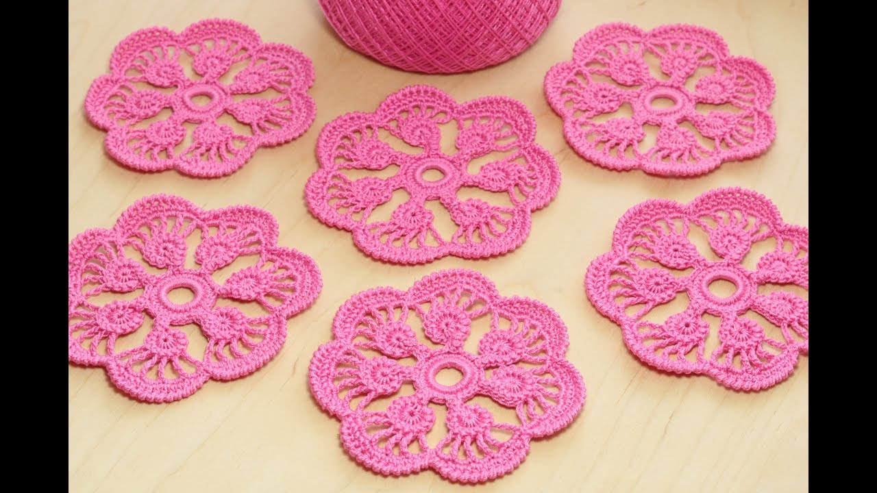 Crochet flower tutorial ЦВЕТОК с лепестками из шнура гусеничка ВЯЗАНИЕ КРЮЧКОМ