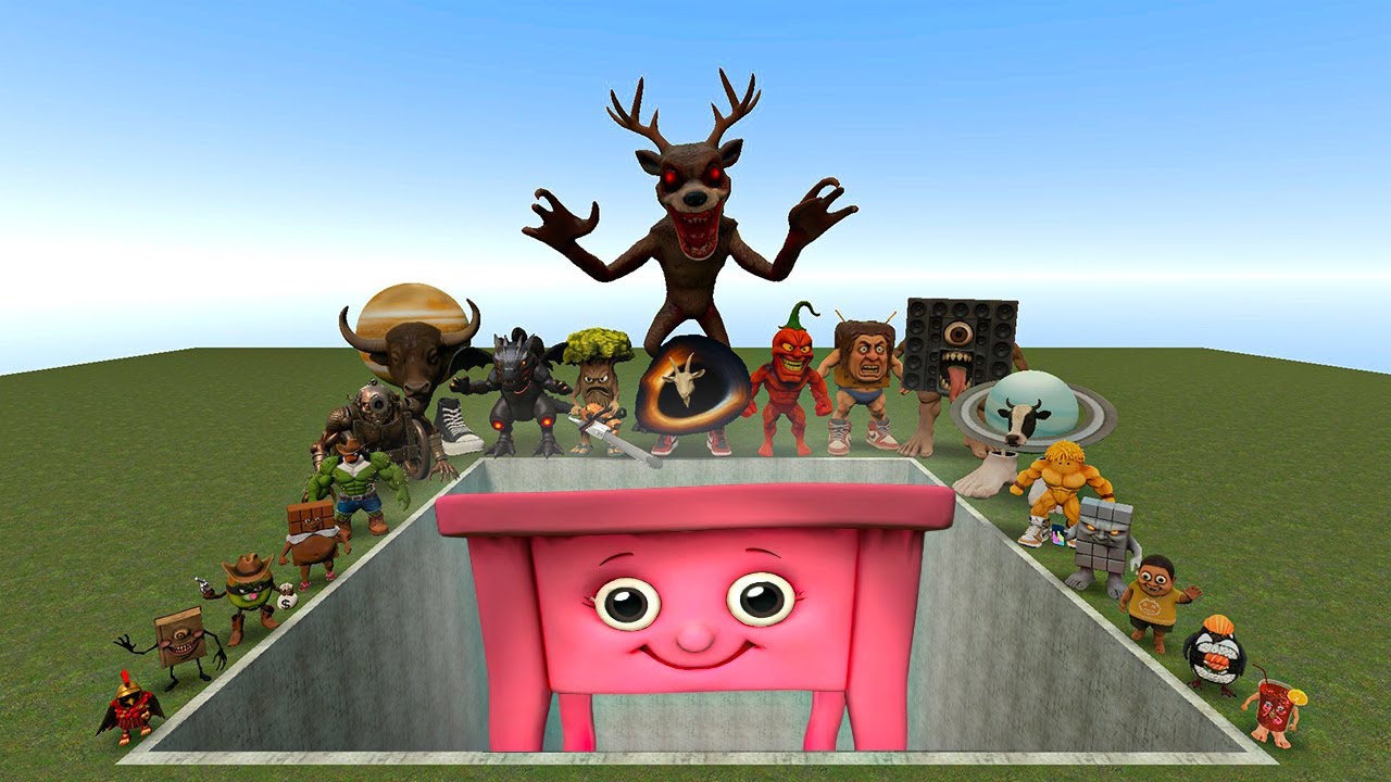 AI Brainrot Memes vs Table Girl Bosses in Giant Pit – Gmod Chaos