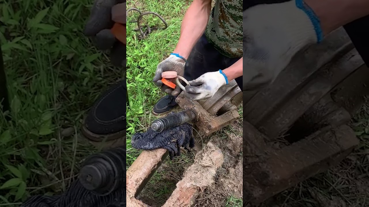 Replacing the front idler seal on an excavator process.