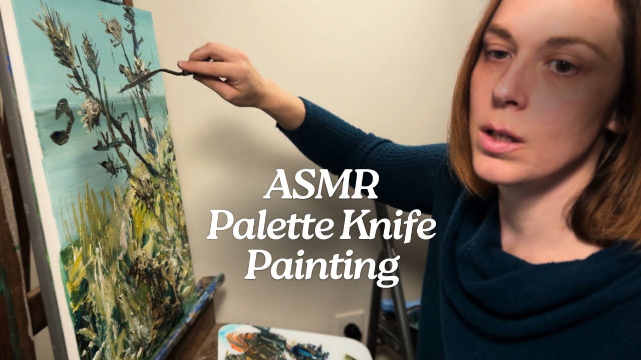 ASMR Palette Knife Painting | Calming Beach Bramble | No Talking 1 Hour