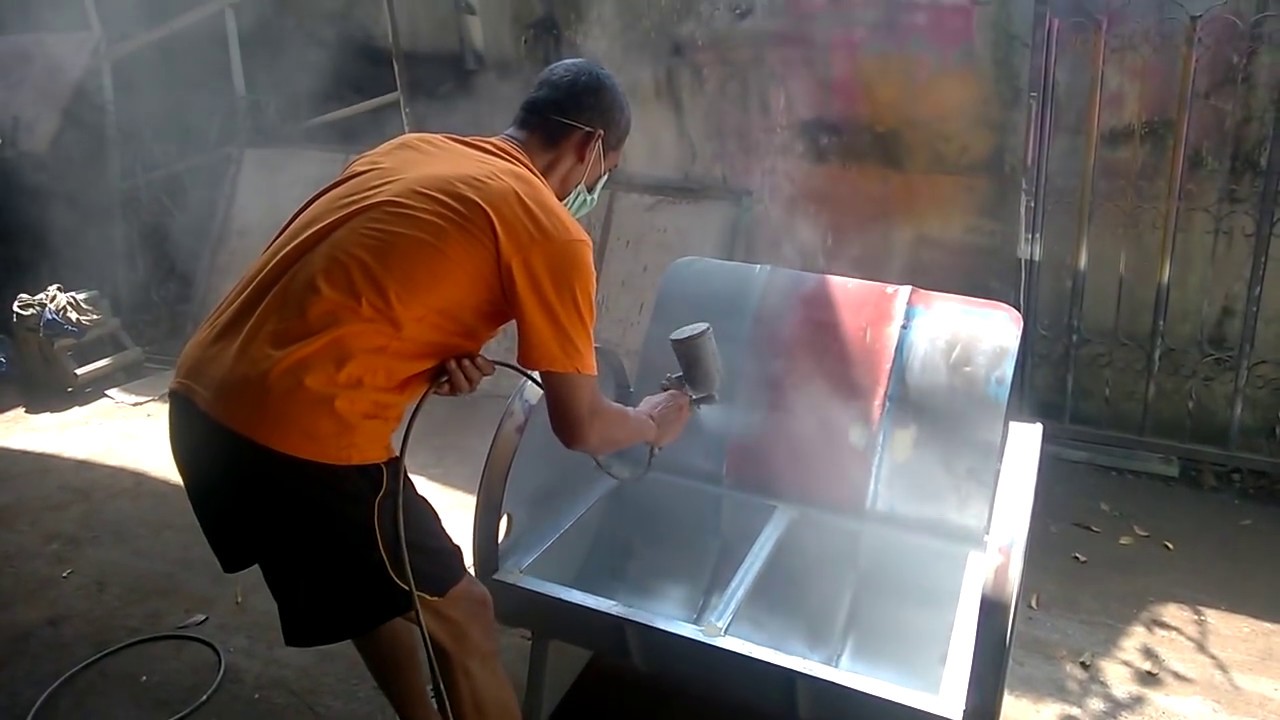 Proses Pengecatan Epoxy Untuk Sofa Drum/Tong Menggunakan Spray Gun