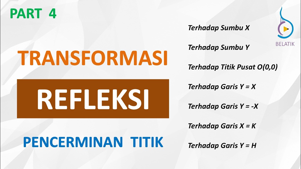 Refleksi Pencerminan Titik Terhadap Sumbu X Y Titik Pusat Pada Transformasi - Matematika BELATIK