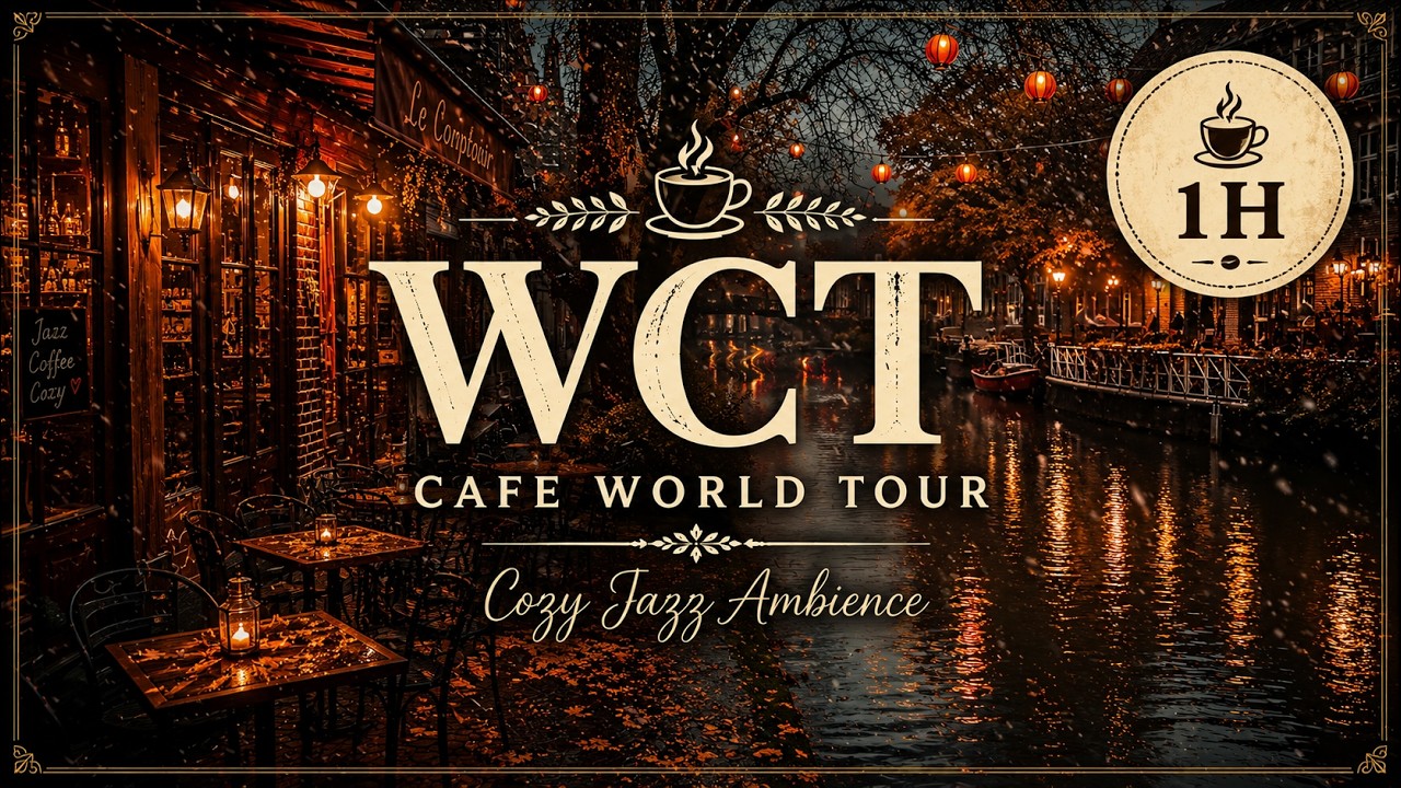Snowy Canal Café Ambience ❄️ for Focus & Relaxation (1 Hour)