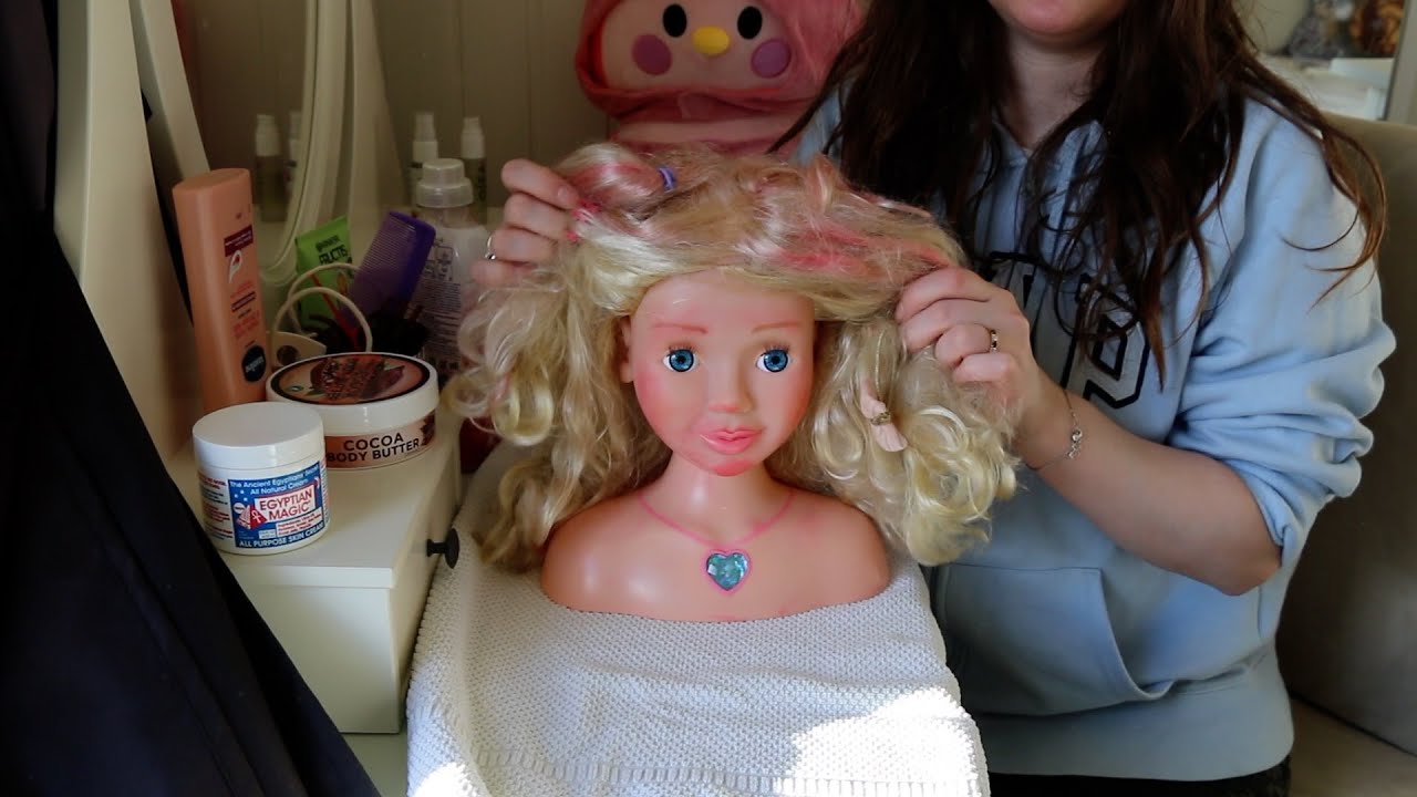ASMR Whisper Second-Hand Doll Rescue | Hair Styling Head Doll | Cleaning & Hair Brushing Makeover