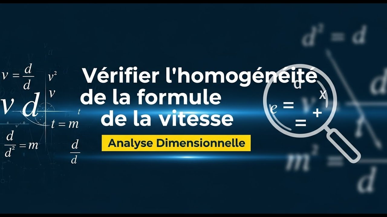 Analyse dimensionnelle : Vérifier l'homogéinité de la formule de la vitesse | Physique 2 Bac