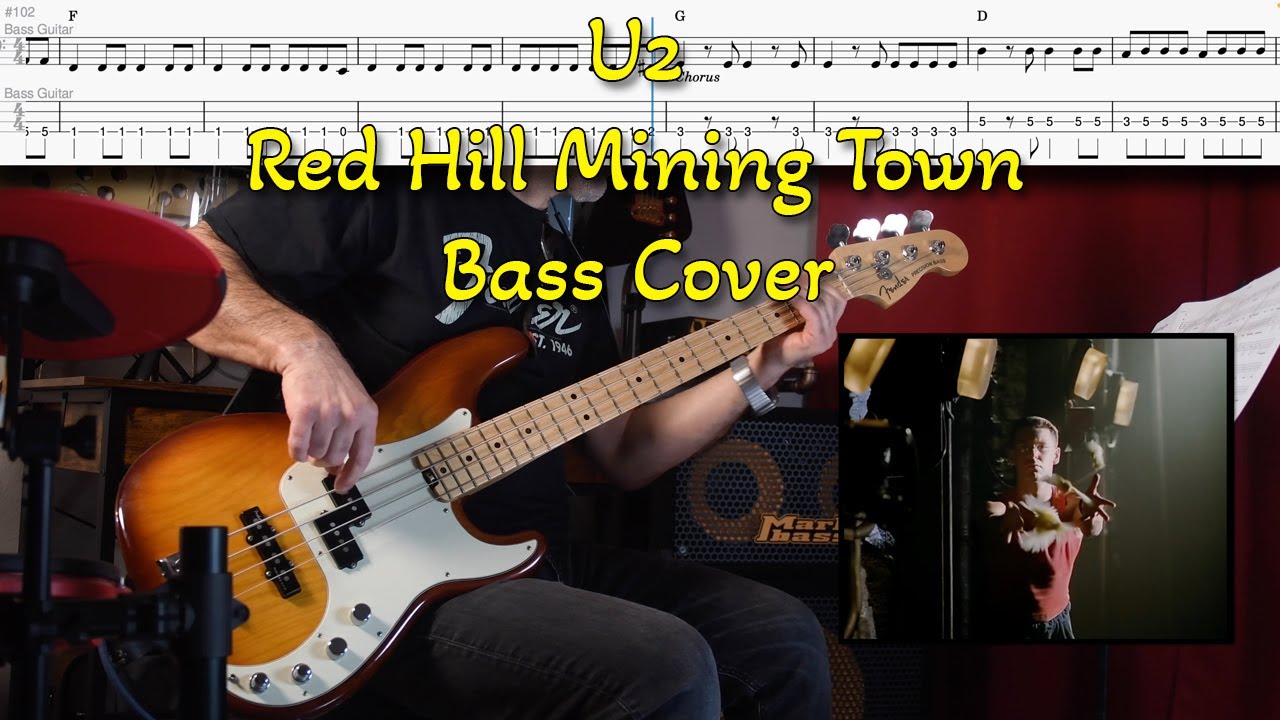 U2 - Red Hill Mining Town - Bass Cover with Tabs in 4K