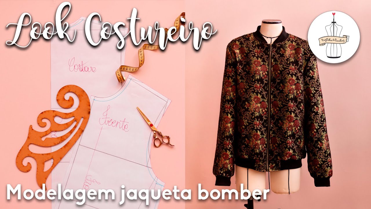 COMO FAZER JAQUETA BOMBER FORRADA COM BOLSO - MODELAGEM E CORTE 📏| Feminina e Masculina