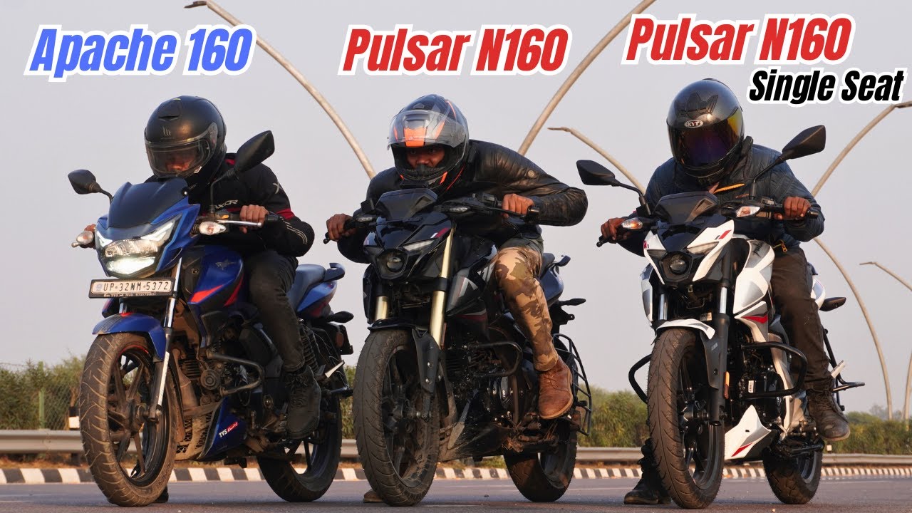 2025 Pulsar N160 Single Seat vs N160 Split Seat vs Apache 160 2V Drag Race