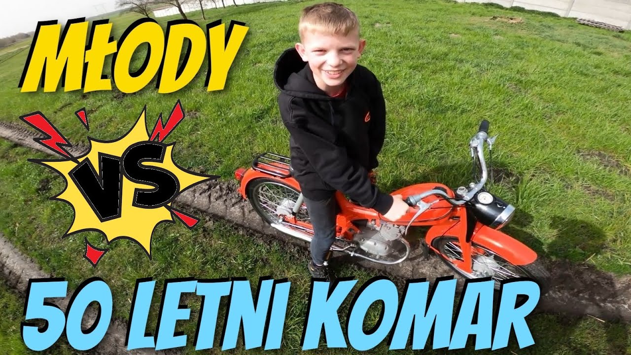 Młody nie umie jeździć na 50 letnim komarze - Pedały jak w rowerze i biegi w ręce - Komar 1974r