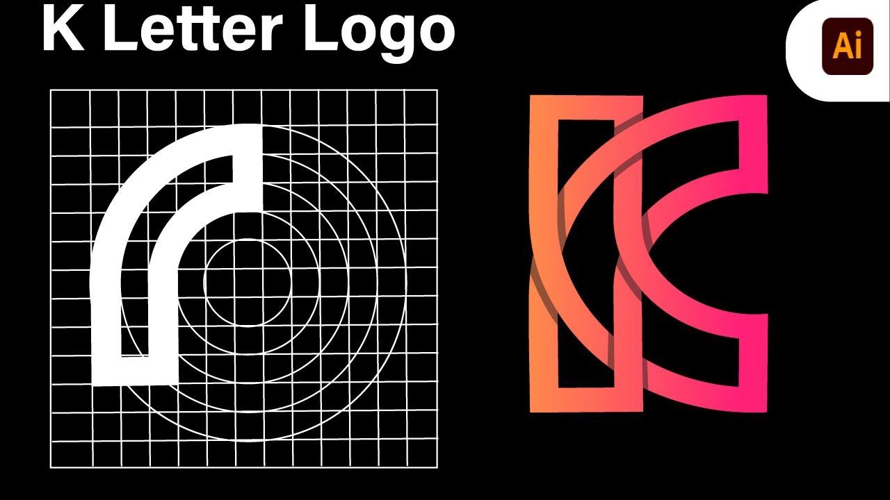 How To Design Modern K Letter Logo Using Grid । Adobe Illustrator Tutorial