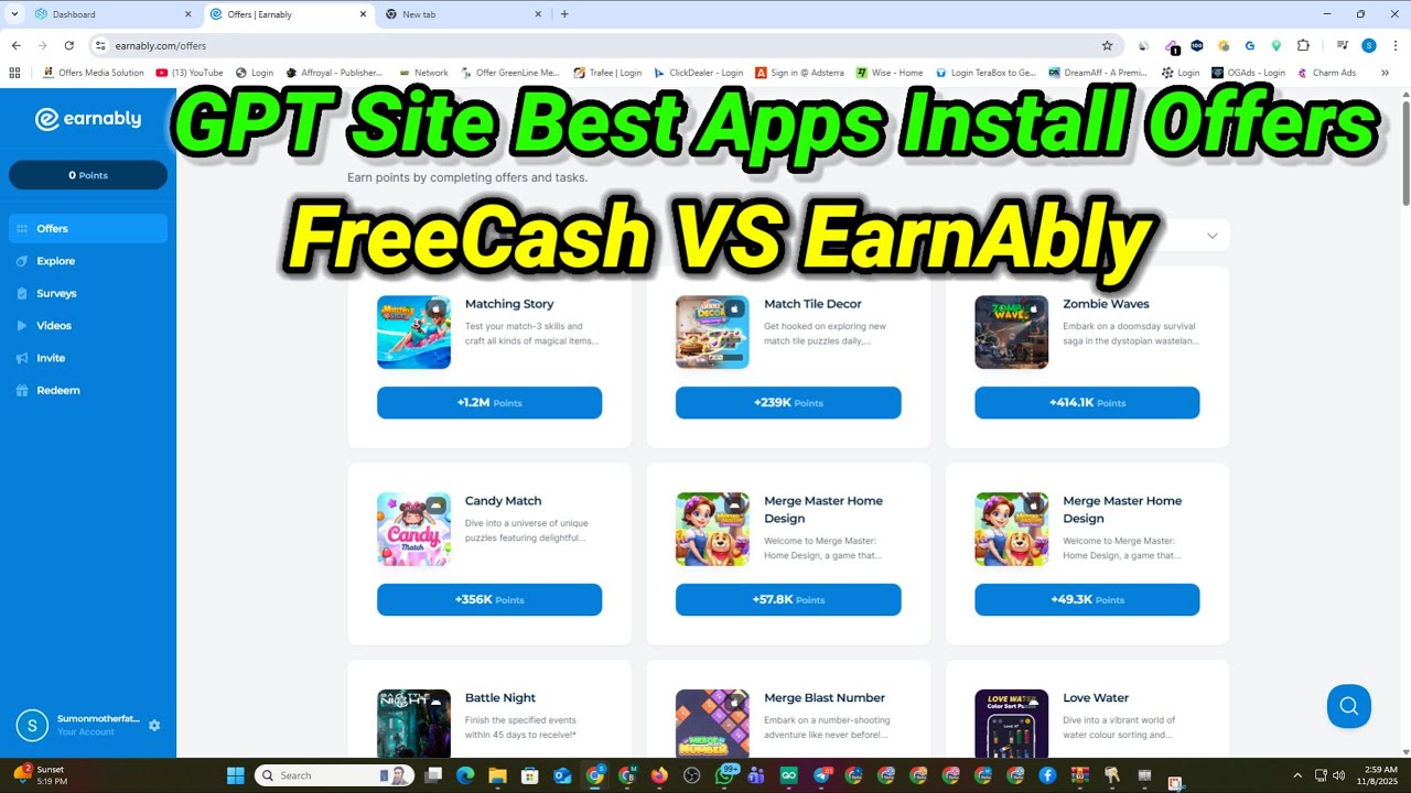 FreeCash VS EarnAbly | Best GPT Site Apps Install Offers | Game Apps Install Offer