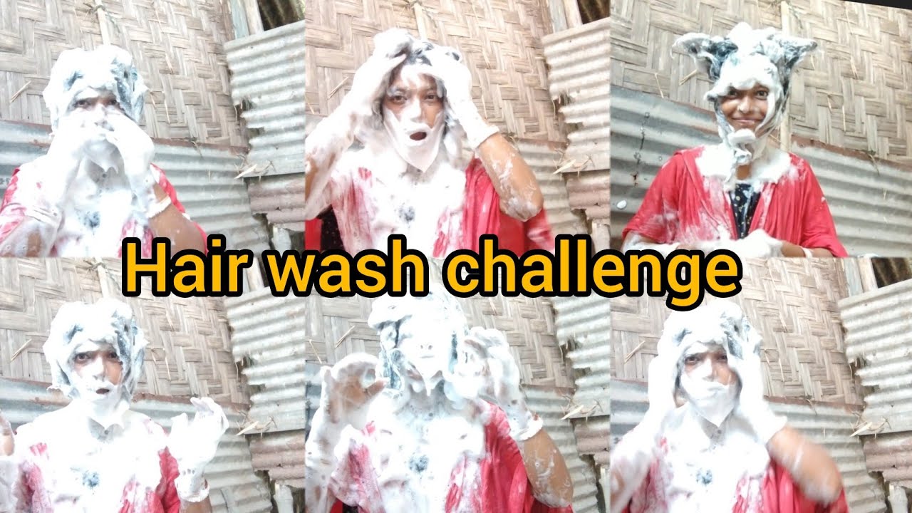 heavy  shampoo hair wash#hair wash challenge video#with 5 packet shampoo hair wash challenge...