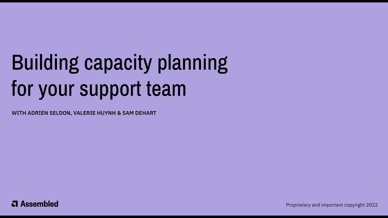 Capacity Planning Workshop Series - Part 1