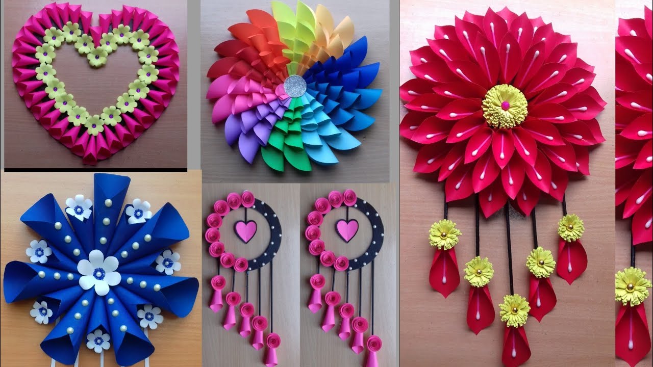 5 Easy And Beautiful Paper Flower Wall Hanging | Easy And Quick Paper Wall Hanging Ideas