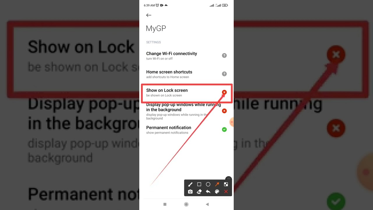 How to fix MY GP Apps show on lock screen setting