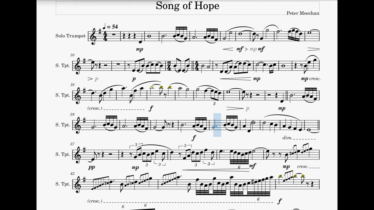 Song of Hope solo trumpet score
