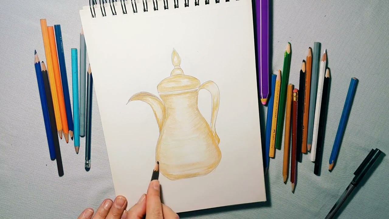 رسم دلة قهوة عربية/رسم سهل دلة قهوة🍵/رسومات سهلة للمبتدئين