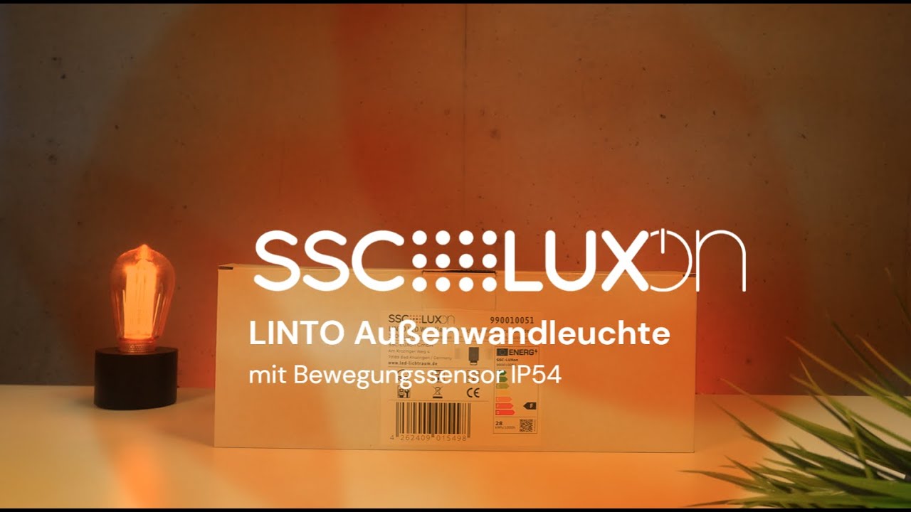 SSC-LUXon - ETHIR Au&szlig;enwandleuchte mit Bewegungsmelder IP54 f&uuml;r Au&szlig;en neutralwei&szlig; - Produktvorschau