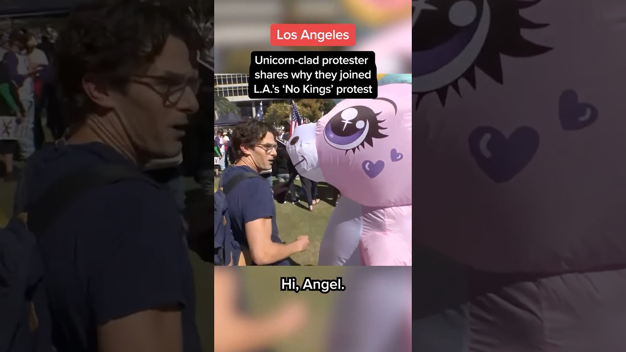 Unicorn-clad protester shares why they joined L.A.’s ‘No Kings’ protest