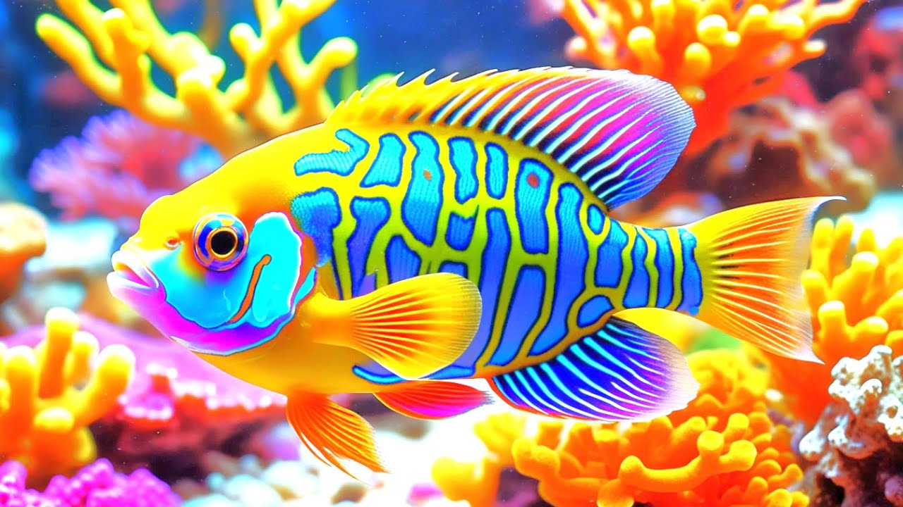 Aquarium 4K VIDEO (ULTRA HD) - Beautiful Coral Reef Fish & Jellyfish - Soothing Music for Sleep #8