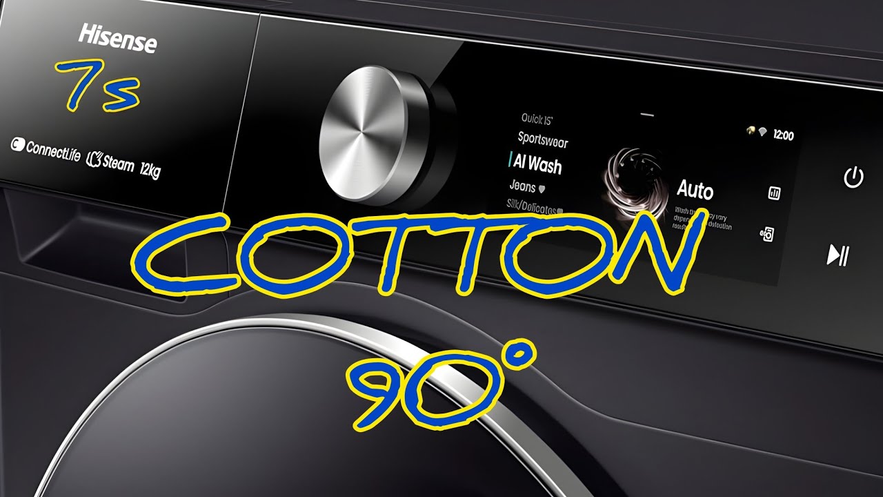 Cottons 90° Standard No Extra Options. 1400rpm. Hisense 7s WF7S1247BB Washing Machine. #asmr 