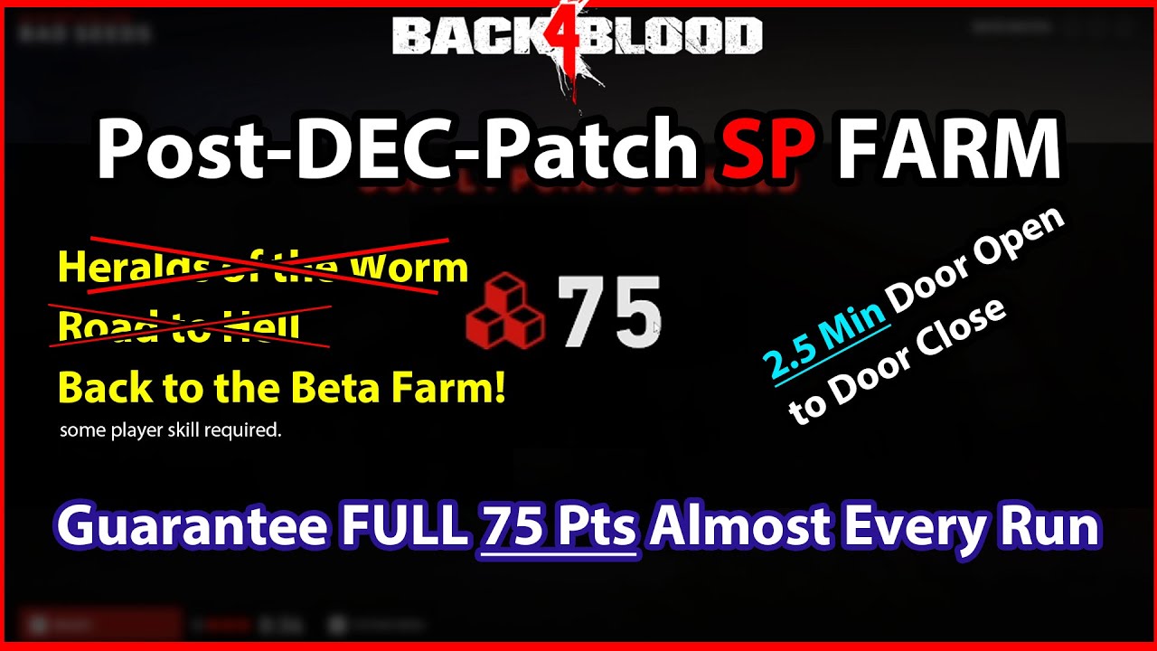 [Back 4 Blood] Fastest Supply Points Farm - Post December Patch (75 per 4 mins Realtime, incl menus)