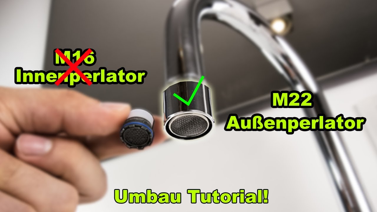 INNEN WASSERHAHN STRAHLREGLER SIEB UMBAUEN MIT ADAPTER AUF STANDARD PERLATOR! M16,5x1 auf M22x1