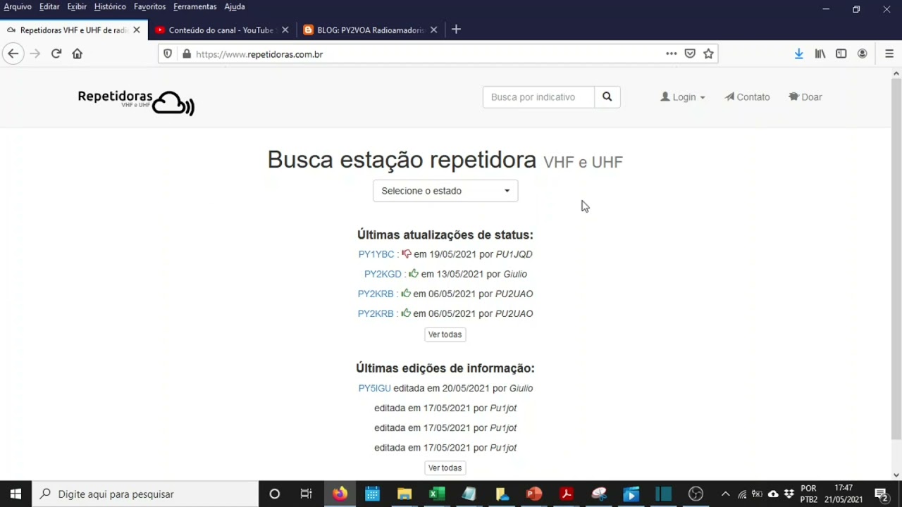 Vídeo 10 - Como localizar repetidoras no seu Estado usando uma base oficial e sites especializados?