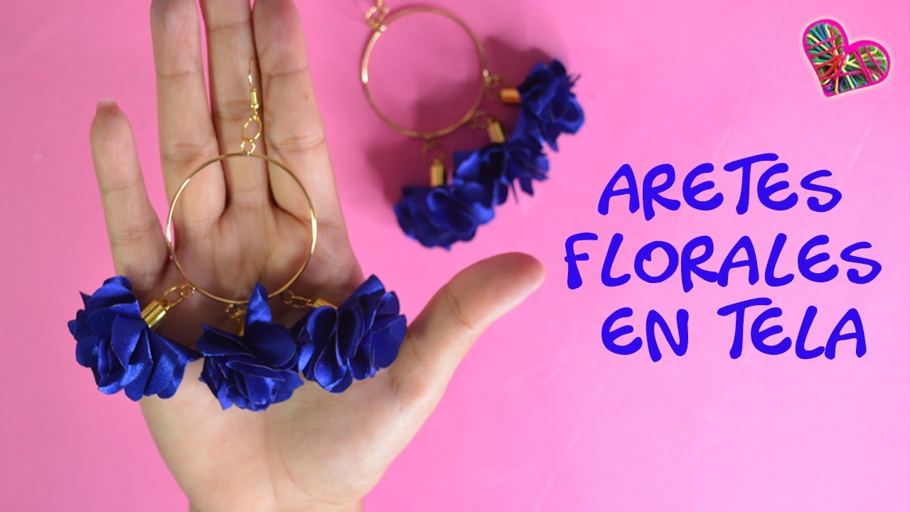 💙🌼 DIY: Aretes FLORALES en tela satinada / Pendientes con flores / Flores en satin / Mariu Belo