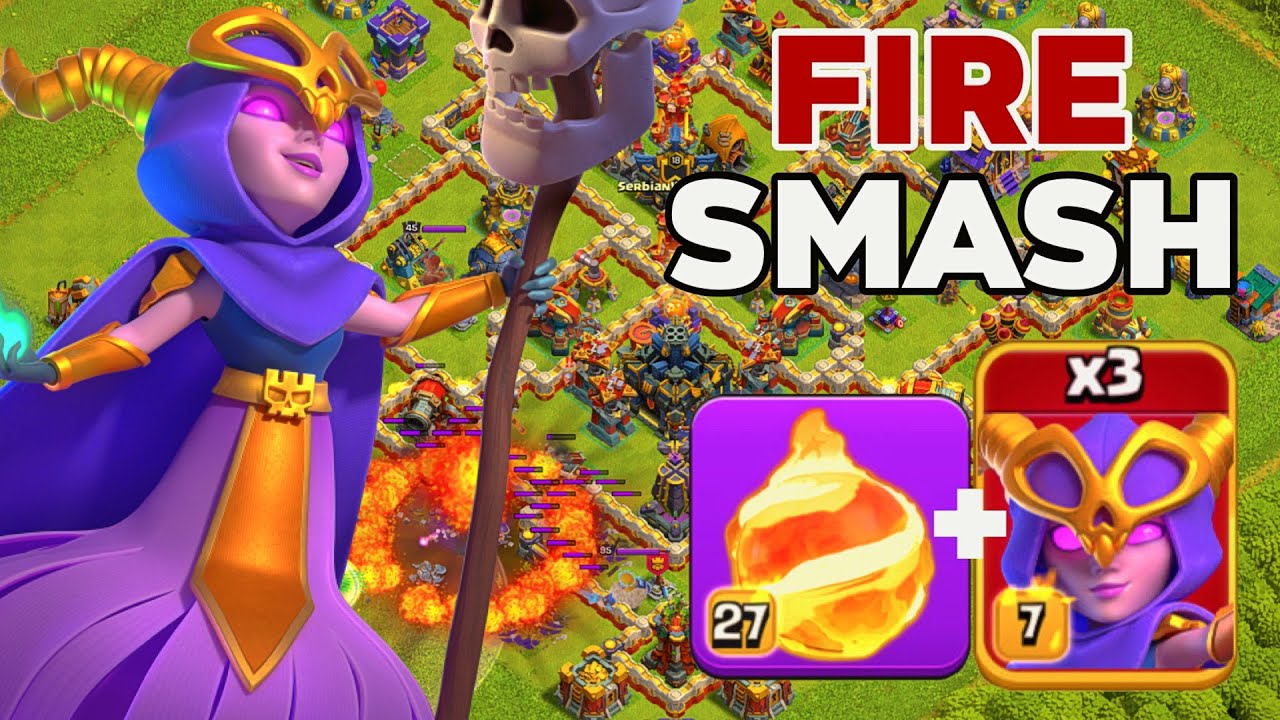 Super Strong TH17 Warden Walk Fireball Super Witch Attack Strategy!