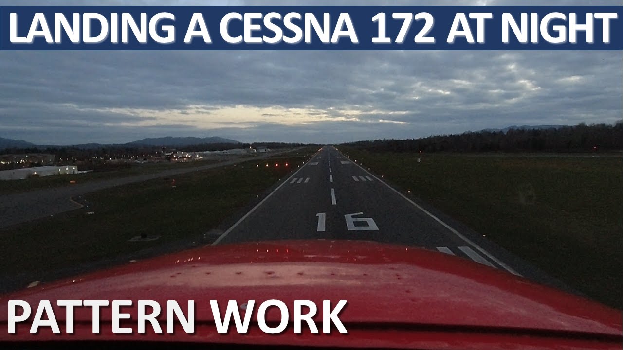 Посадка Cessna 172 ночью | Отработка полётов | Ночное обучение
