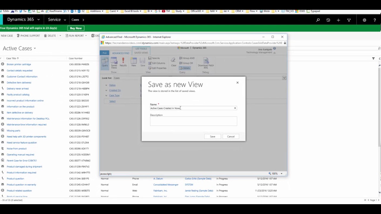How to create an advanced find in Dynamics 365 / CRM 2016
