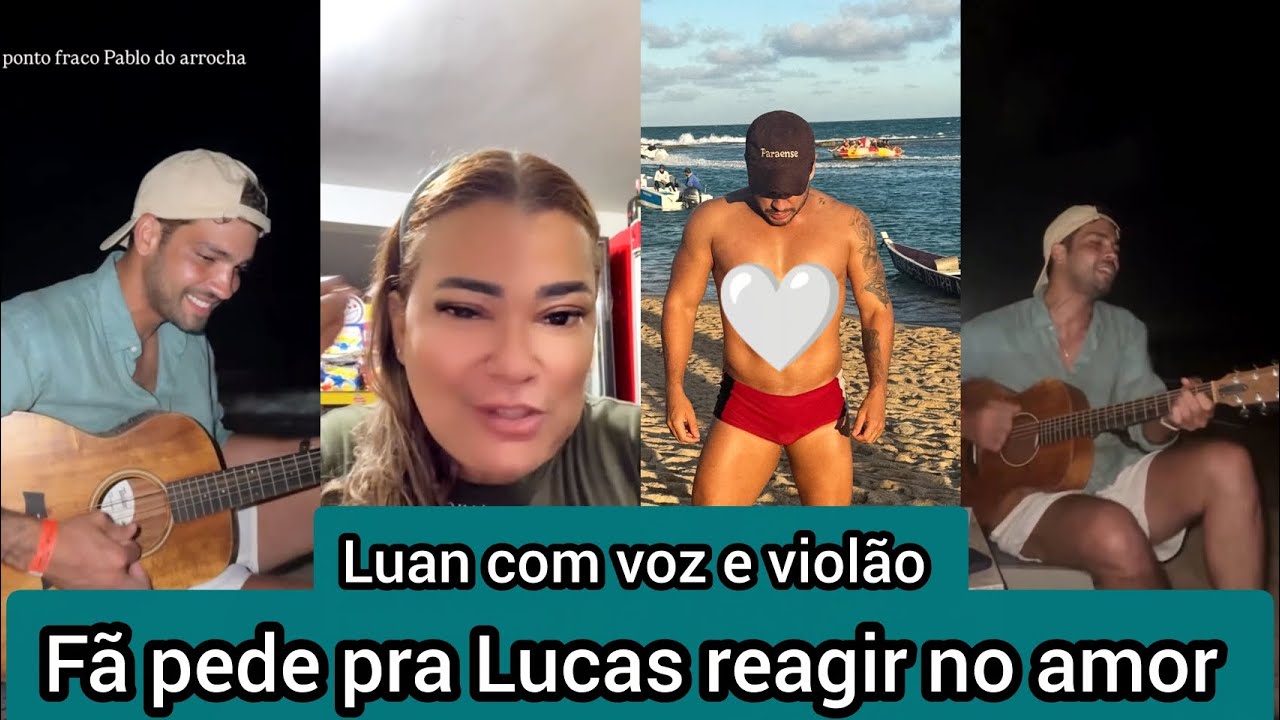 Lucas Guimarães mostra Manoel cantando na praia e fã grava vídeo pedindo pra ele reagir beijando 😂