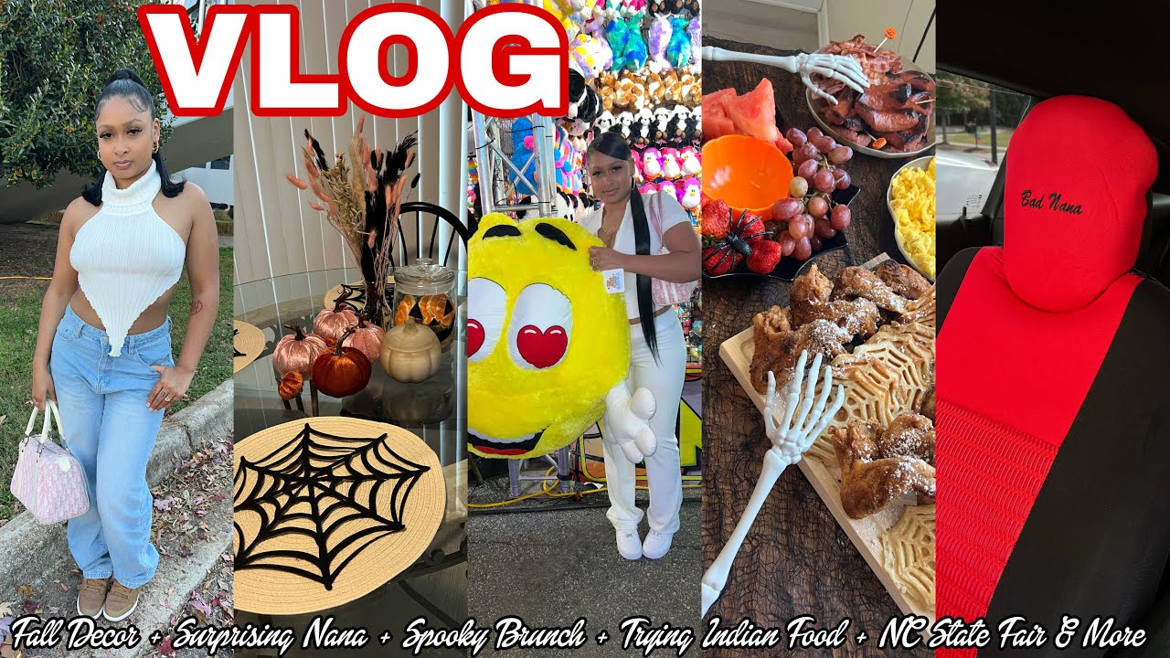 VLOG | Fall Decor + Surprising Nana + Spooky Brunch + Trying Indian Food + NC State Fair & More