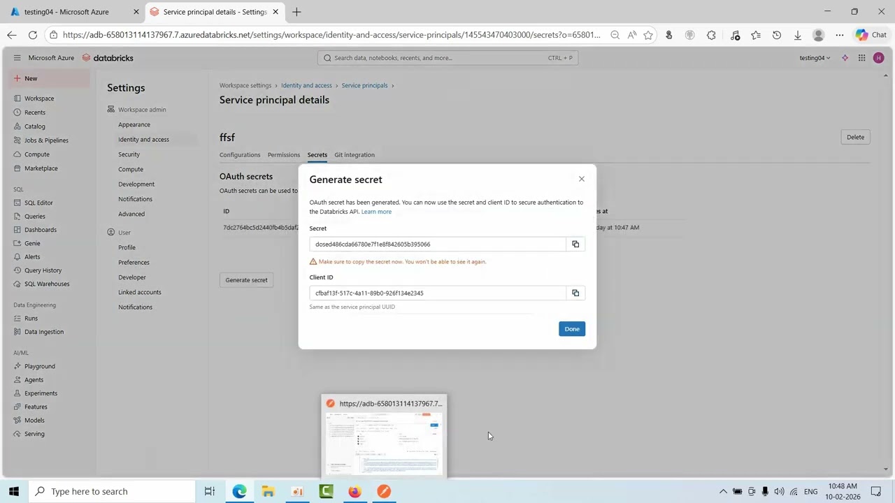 👉Запуск задания Azure Databricks с использованием управляемого SPN и токена Bearer через Postman ...