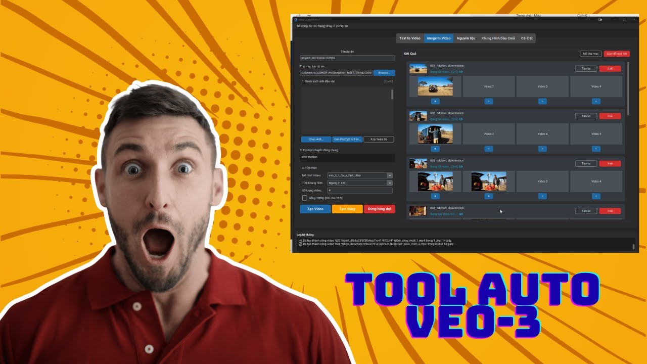 Tool tạo Video Veo-3 tự động h&agrave;ng loạt Free | Kisato Veo3