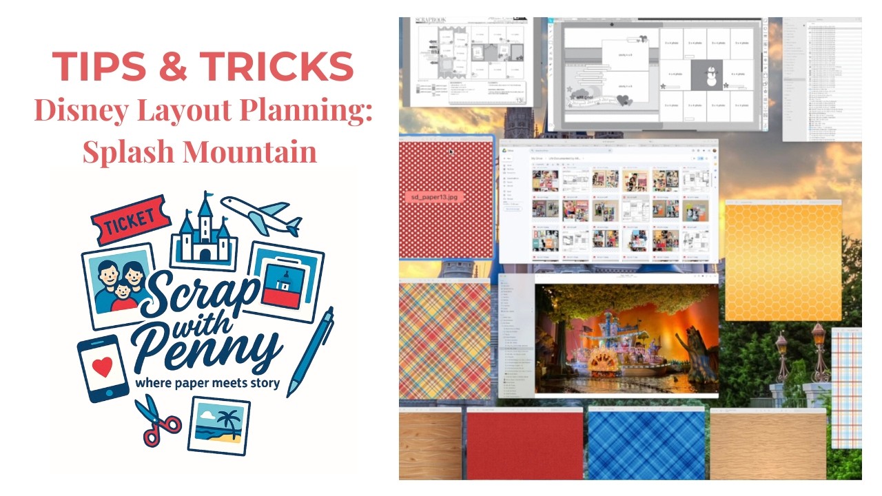 Scrapbook Tips 20 | Planning a Splash Mountain Layout | Sketch Customization + Disney Hybrid Design