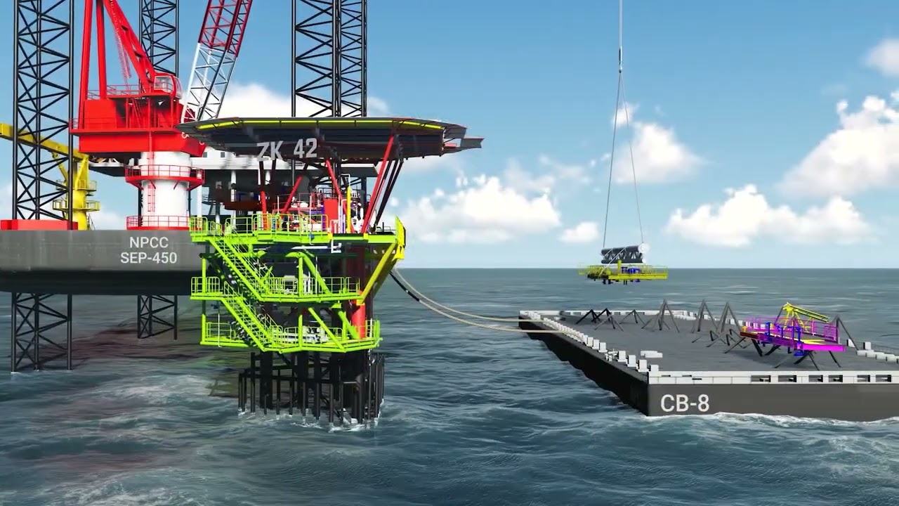 Oil Rig Installation Animation #mechanical #engineering