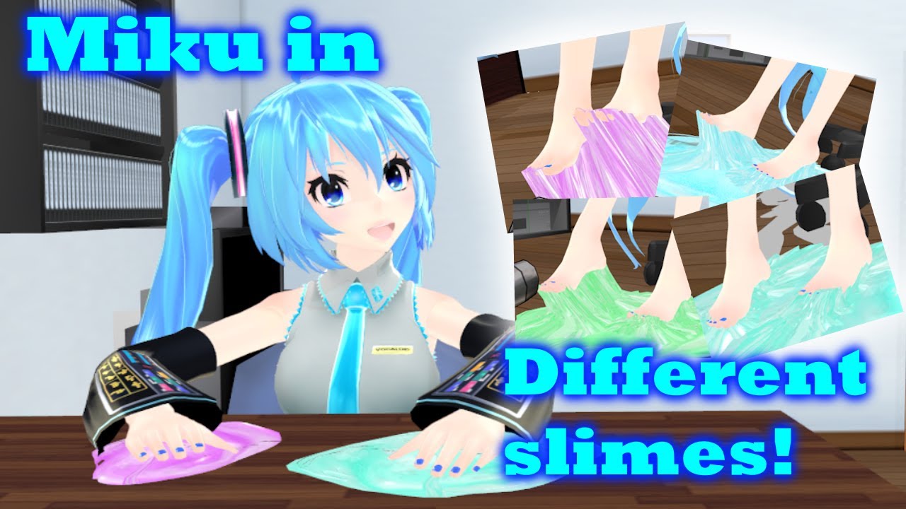 Miku tests out different slimes ASMR