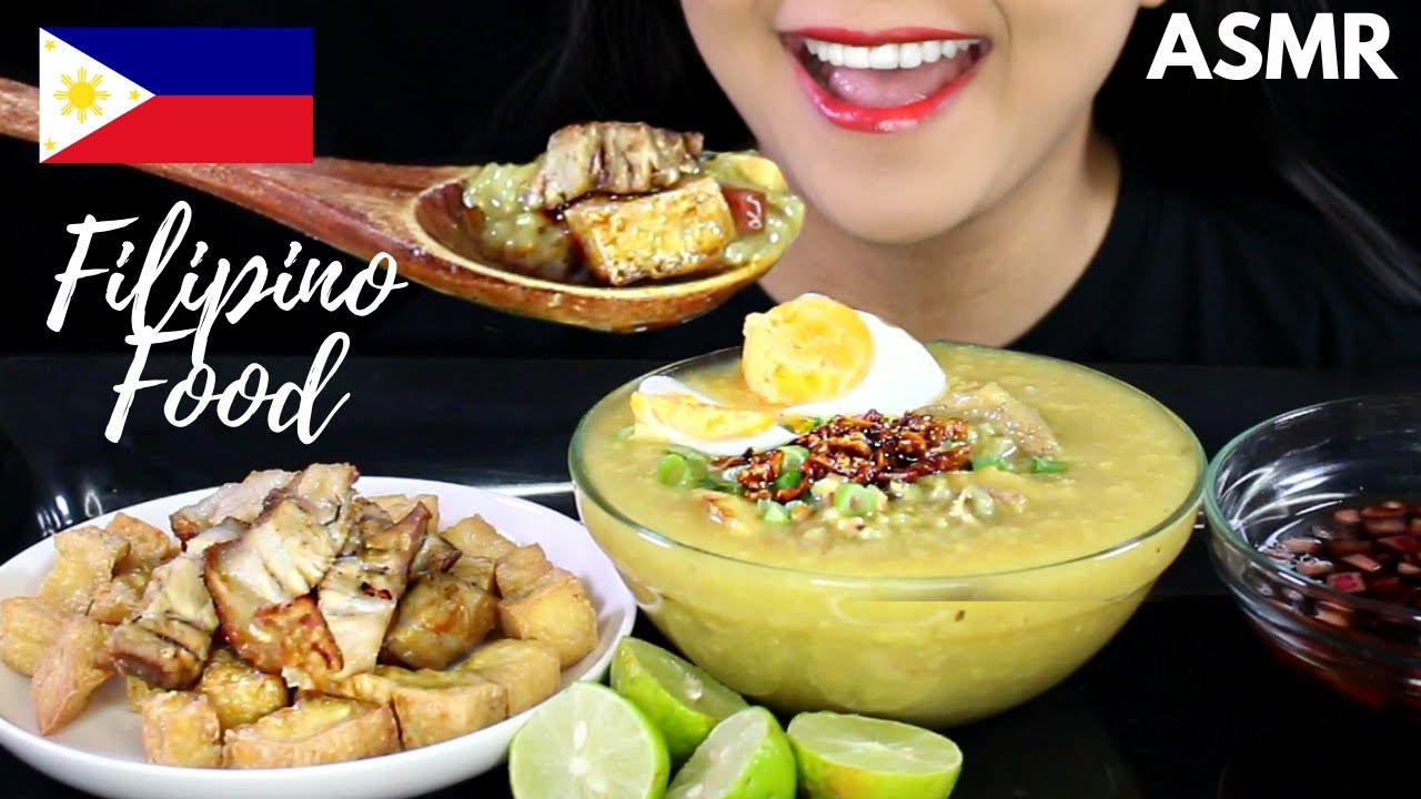 ASMR Arroz Caldo and Tokwa at Baboy FILIPINO FOOD EATING SOUND Mukbang