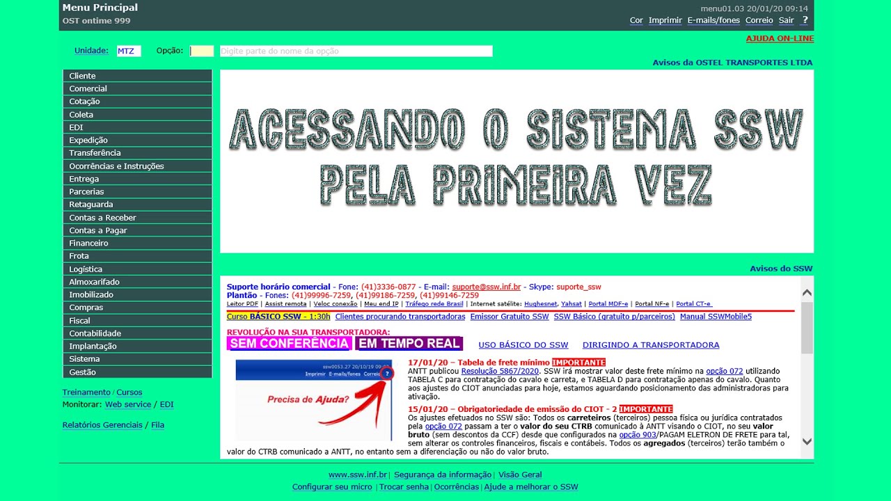 #1# Acessando o Sistema SSW pela primeira vez