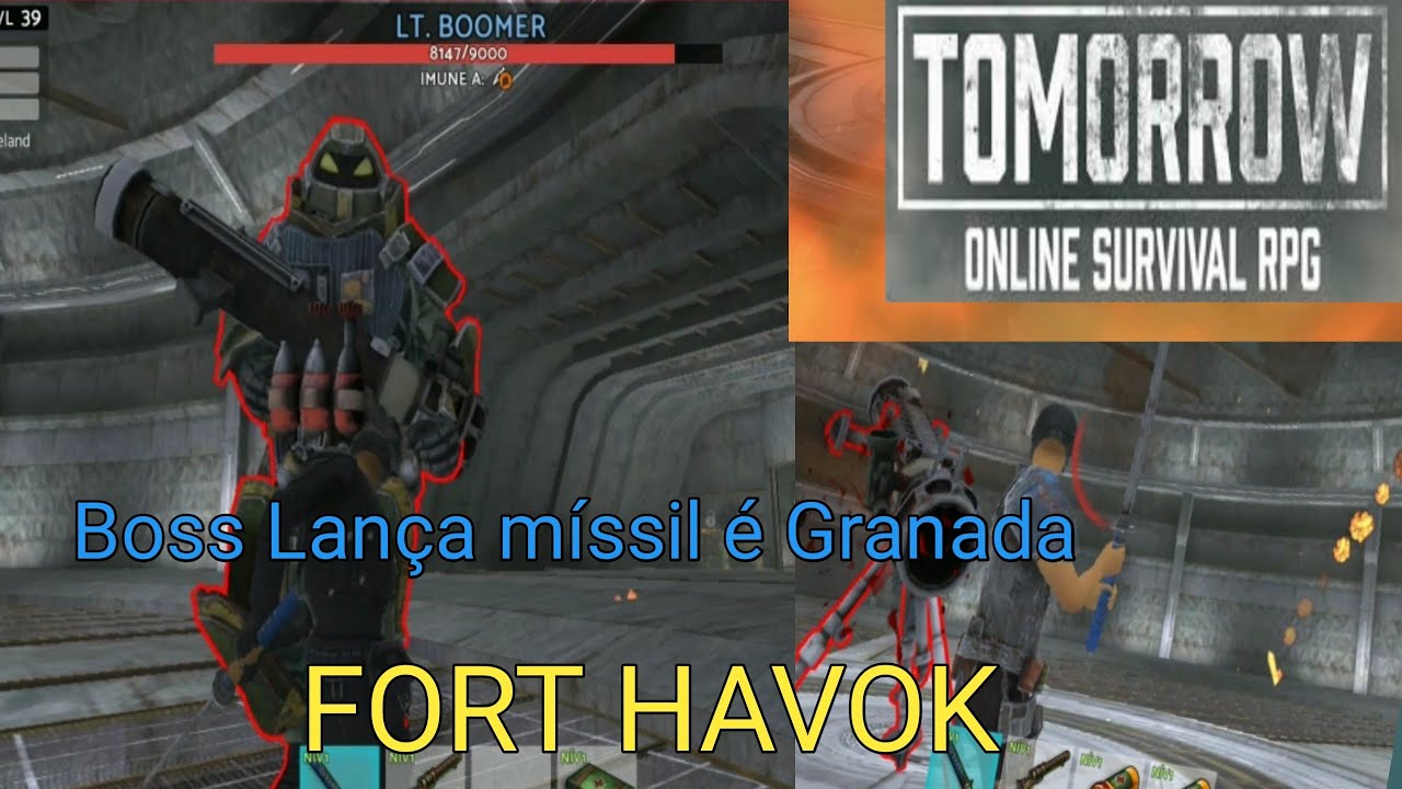 Tomorrow Gameplay survival Fort Havok Boss lan&ccedil;a m&iacute;ssil &eacute; Granada f&aacute;cil matar s&oacute; de katana
