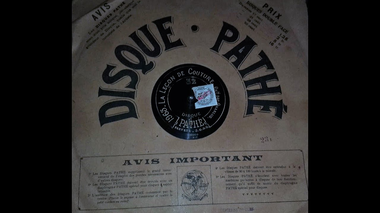 Charlus &lrm;~ Nuit D'H&ocirc;tel  on Pathe Center Start Disc ~Cir 1912