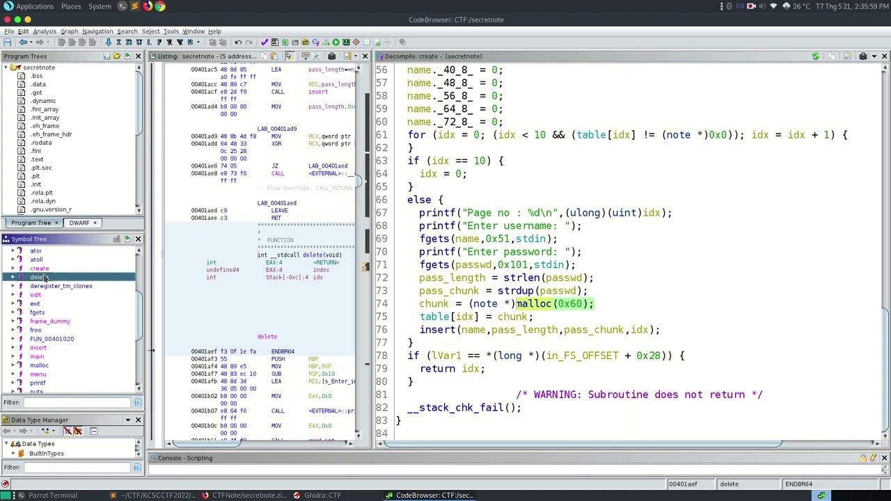 PWN: Secretnote - KCSC CTF 2022